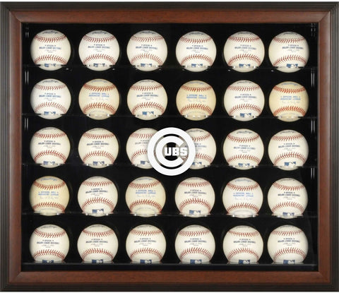 Cubs Logo Brown Framed 30-Ball Display Case - Fanatics