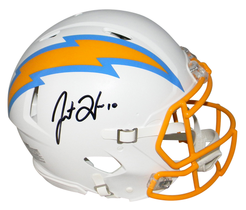 JUSTIN HERBERT SIGNED LOS ANGELES CHARGERS FULL SIZE AUTHENTIC SPEED HELMET BAS
