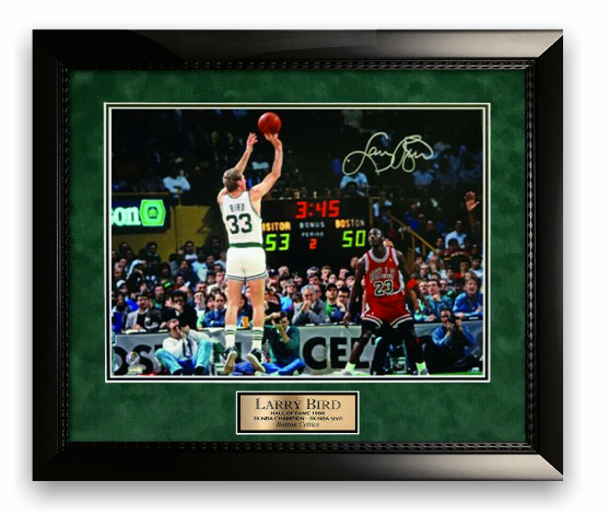Larry Bird Signed Autographed 16x20 Photo Custom Framed to 20x24 NEP