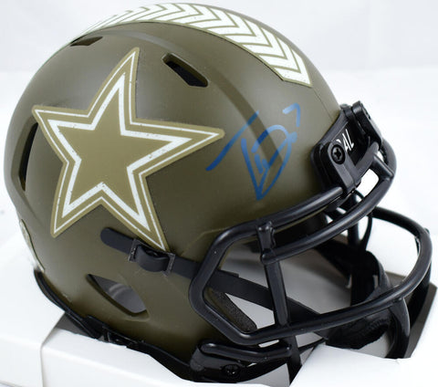 Trevon Diggs Signed Cowboys Salute to Service Speed Mini Helmet- Beckett W Holo