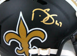 Darren Sproles Autographed Saints Flat Black Speed Mini Helmet- BeckettW Holo