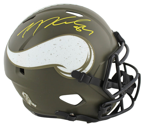 Vikings T.J. Hockenson Signed Salute To Service Full Size Speed Rep Helmet BAS W
