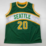 Autographed/Signed Gary Payton Seattle Green Basketball Jersey JSA COA
