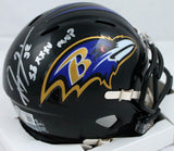 Ray Lewis Autographed Baltimore Ravens Speed Mini Helmet w/SB MVP-Beckett W Holo