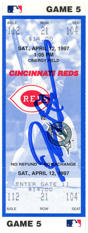 Deion Sanders Signed Cincinnati Reds 4/12/1997 vs Marlins Ticket BAS 37193