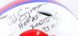O.J. Simpson Signed Bills F/S 65-73 Speed Authentic Helmet w/ 3 Insc. - JSA W