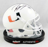 Ray Lewis Autographed Miami Hurricanes Schutt Mini Helmet- Beckett Auth *Black
