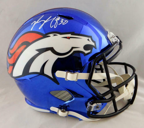 Phillip Lindsay Autographed Denver Broncos F/S Chrome Helmet- JSA W Auth *White