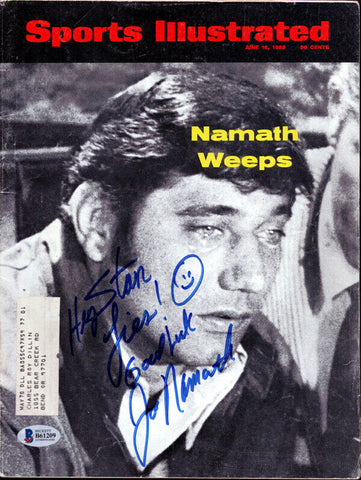 Joe Namath Autographed Sports Illustrated Magazine Jets To Stan Beckett #B61209