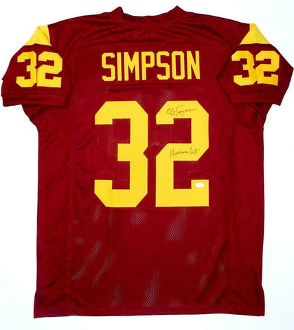 O.J. Simpson Signed Maroon College Style Jersey w/ Heisman - JSA W Auth *TM2