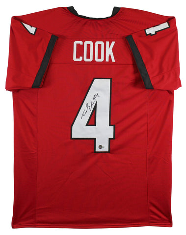 Georgia James Cook Authentic Signed Red Pro Style Jersey BAS Witnessed