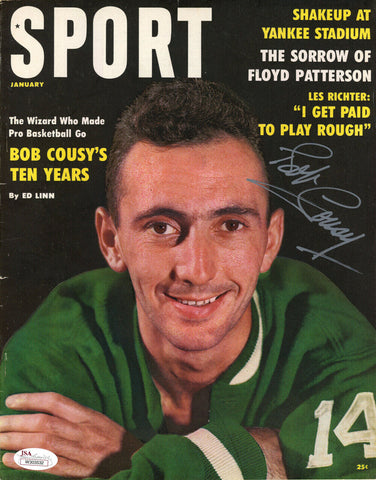 Bob Cousy Autographed Boston Celtics January Sport Magazine Cover JSA 37725