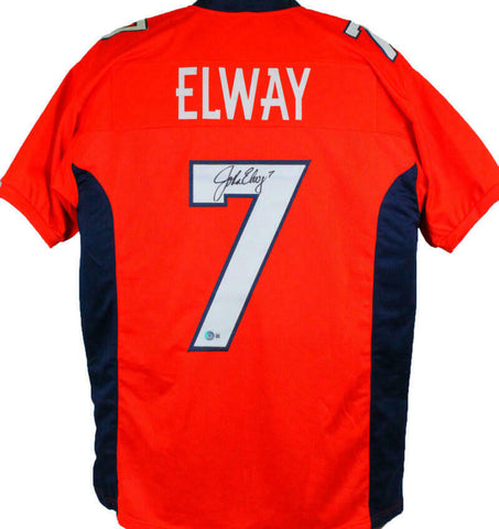 John Elway Autographed Orange Pro Style Jersey- Beckett W Hologram *Black