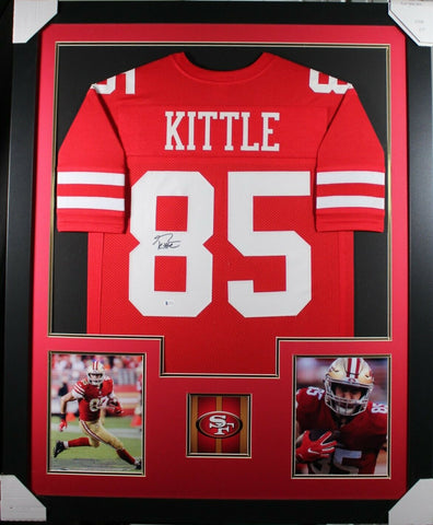 GEORGE KITTLE (49ers red TOWER) Signed Autographed Framed Jersey Beckett