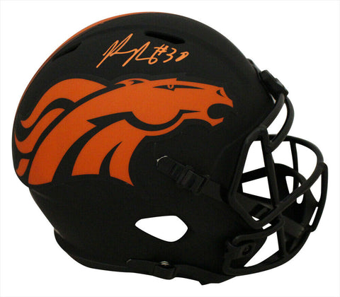Phillip Lindsay Autographed Denver Broncos F/S Eclipse Speed Helmet BAS 34315