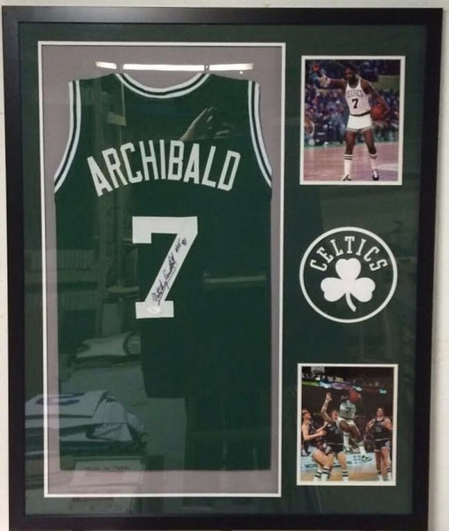 Nate Archibald Signed Celtics 34x42 Custom Framed Jersey Inscribed "HOF 91" JSA