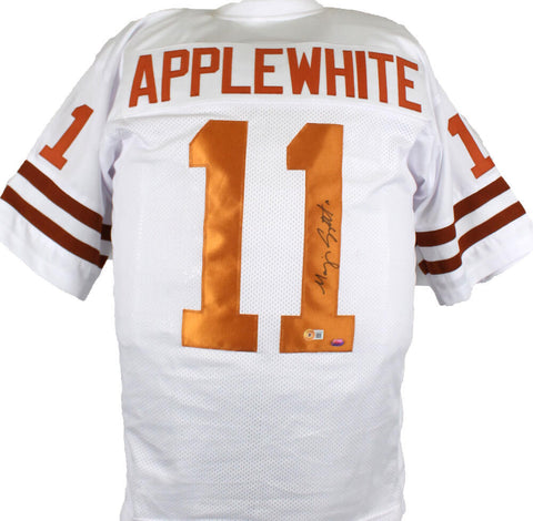Major Applewhite Autographed White College Style Jersey- Beckett Hologram