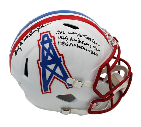 Billy Signed Houston Oilers Speed Full Size TB White NFL Helmet w/AD&NFL