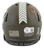 Bengals Boomer Esiason Signed Salute To Service Speed Mini Helmet BAS Witnessed