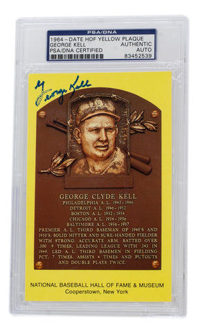 George Kell Signed Slabbed Detroit Tigers Hall of Fame Plaque Postcard PSA 539