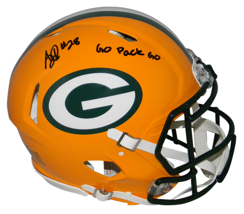 AJ DILLON AUTOGRAPHED GREEN BAY PACKERS FULL SIZE AUTHENTIC SPEED HELMET BECKETT