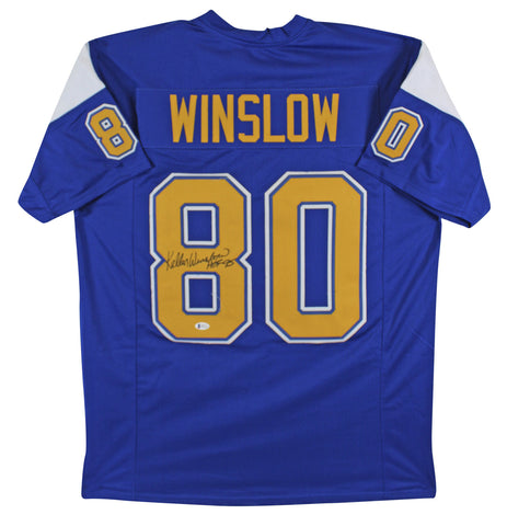 Kellen Winslow "HOF 95" Signed Blue Throwback Pro Style Jersey BAS Witnessed