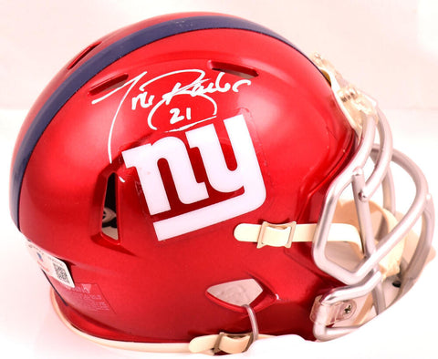 Tiki Barber Autographed New York Giants Flash Speed Mini Helmet - Beckett W Holo