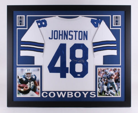 Daryl "Moose" Johnston Signed Cowboys 35" x 43" Custom Framed Jersey (JSA COA)
