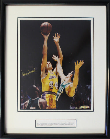 Jerry West Autographed Los Angeles Lakers Framed 8x10 Photo UDA 33777