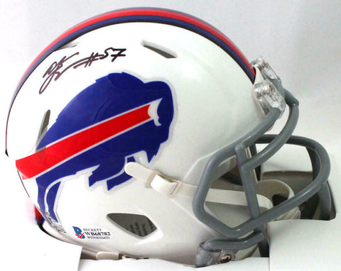 AJ Epenesa Autographed Buffalo Bills Speed Mini Helmet - Beckett W Auth *Black
