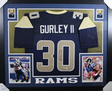 Todd Gurley Autographed Los Angeles Rams Framed Blue XL Jersey BAS 11014