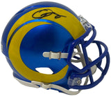 ODELL BECKHAM Jr. Autographed Rams Champs Logo Mini Speed Helmet FANATICS