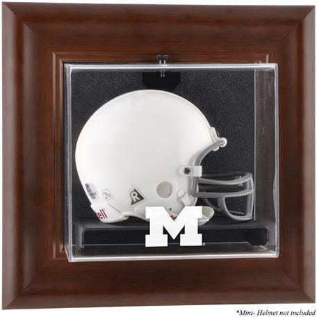 Michigan Brown Framed Wall-Mountable Mini Helmet Display Case