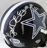 Ezekiel Elliott Autographed Cowboys Flat Black Mini Helmet- Beckett Auth *Silver