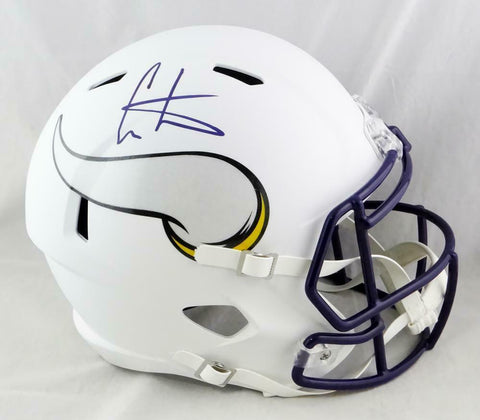 Cris Carter Signed Minn Vikings F/S Flat White Speed Helmet-Beckett Auth *Purple