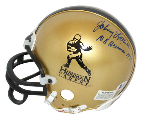 Johnny Lattner Autographed Heisman Trophy Replica Mini Helmet BAS 33027