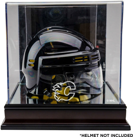 Calgary Flames Mahogany Logo Mini Helmet Display Case