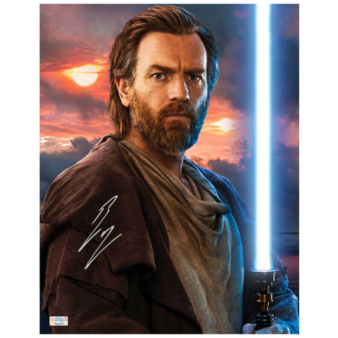 Ewan McGregor Autographed Obi Wan Kenobi Lightsaber 11x14 Classic Photo