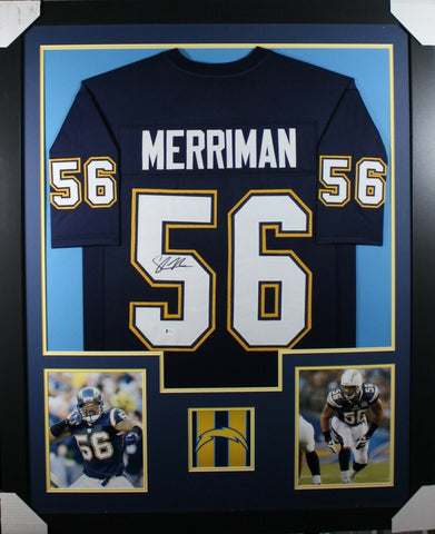 SHAWNE MERRIMAN (Chargers Dblue TOWER) Signed Autographed Framed Jersey Beckett