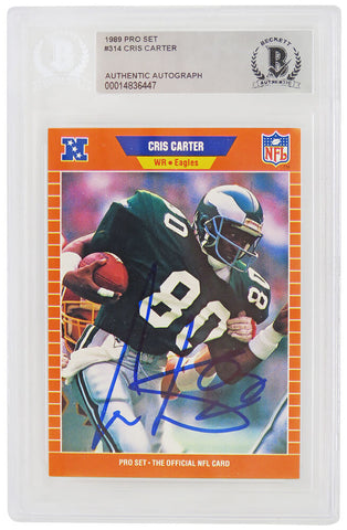 Cris Carter autographed Eagles 1989 Pro Set Rookie Card #314 - (Beckett Encap)