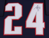 Ty Law Signed Patriots 35"x 43" Custom Framed Jersey (JSA) 3 X Super Bowl Champ