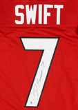 D'Andre Swift Autographed Red College Style Jersey- Beckett W Auth *7