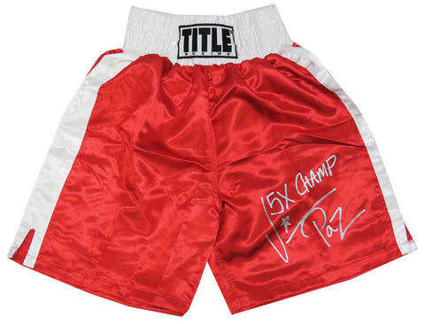 Vinny 'Paz' Pazienza Signed Title Red Boxing Trunks w/5x Champ - (SCHWARTZ COA)