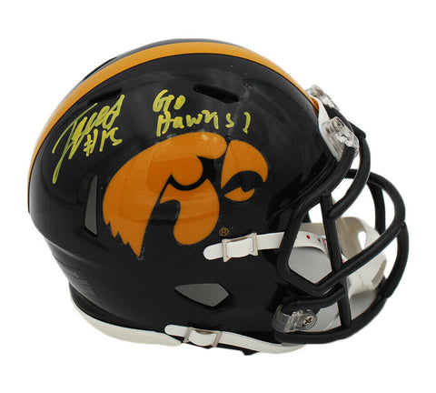 Tyler Goodson Signed Iowa Hawkeyes Speed NCAA Mini Helmet-Go Hawks