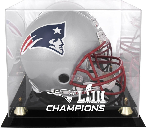 New England Patriots SB LIII Champs Golden Classic Helmet Logo Display Case