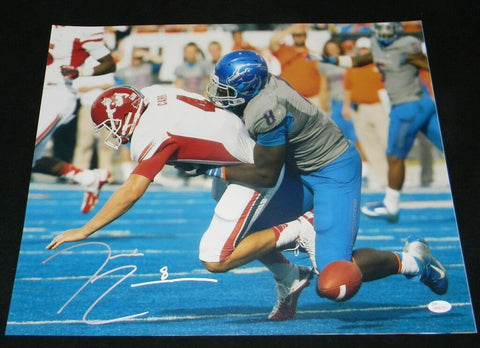 DEMARCUS LAWRENCE SIGNED AUTOGRAPHED BOISE STATE BRONCOS 16x20 PHOTO JSA