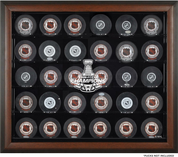 Washington Capitals 2018 Stanley Cup Champs Brown Frmd 30-Puck Logo Display Case