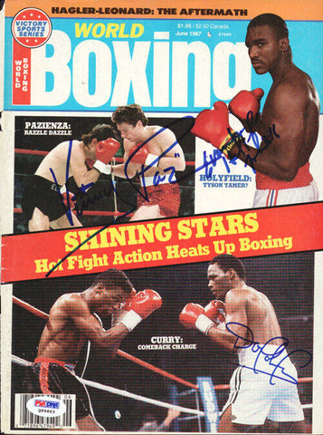 Holyfield Pazienza & Curry Authentic Autographed Magazine Cover PSA Q95663