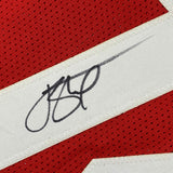 Framed Autographed/Signed Joe Staley 33x42 San Francisco Red Jersey Beckett COA