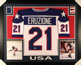 Mike Eruzione Signed Team USA "Miracle on Ice" 35"x43" Custom Framed Jersey JSA